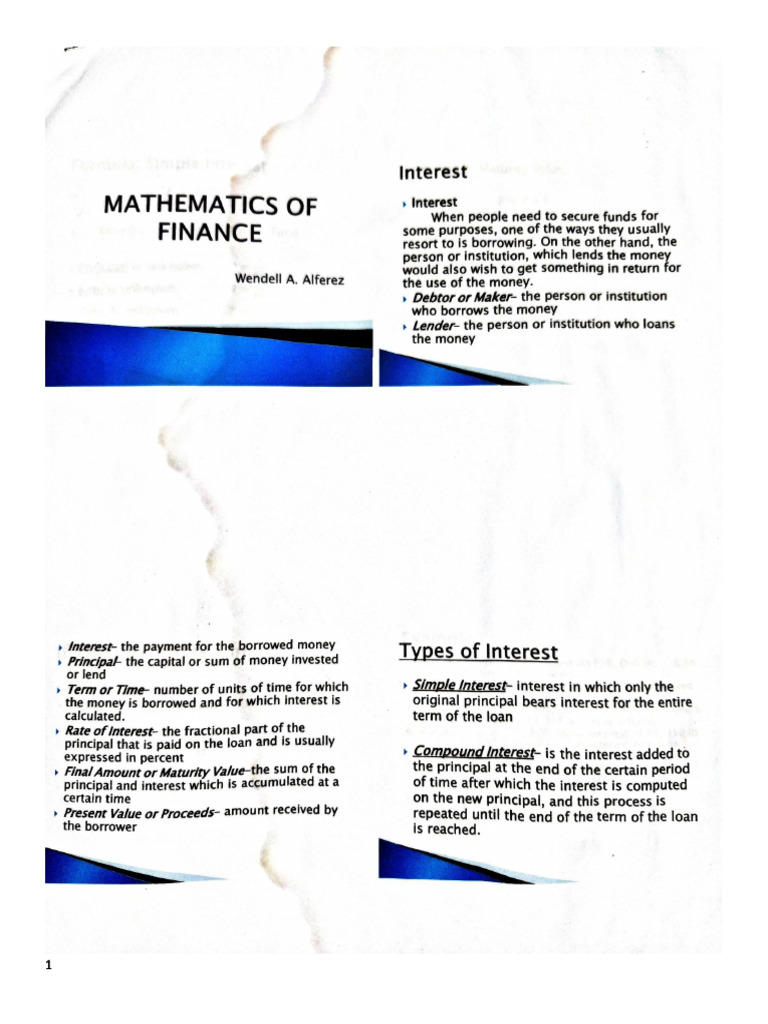 Mathematics of Finance | PDF