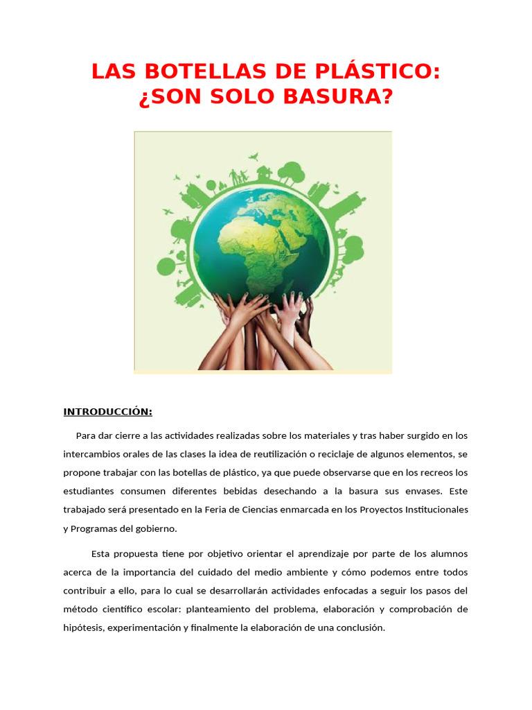 Botellas de Plástico: Reciclaje y Conciencia Ambiental | PDF | Residuos ...