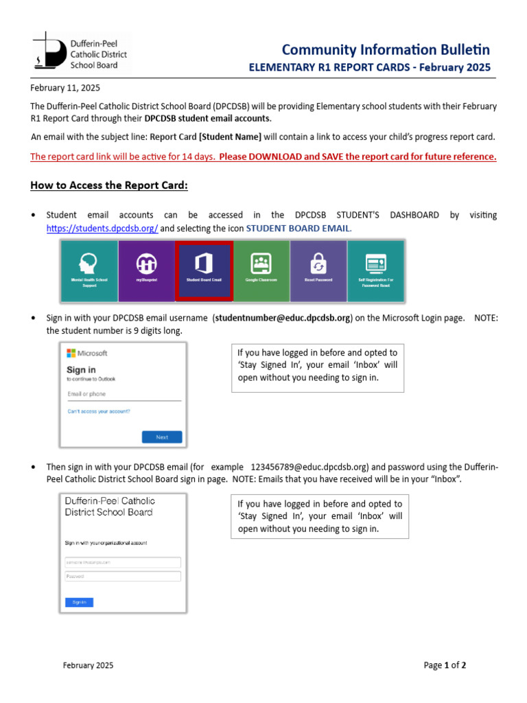 Accessing February Report Cards via Email | PDF | Password | Login