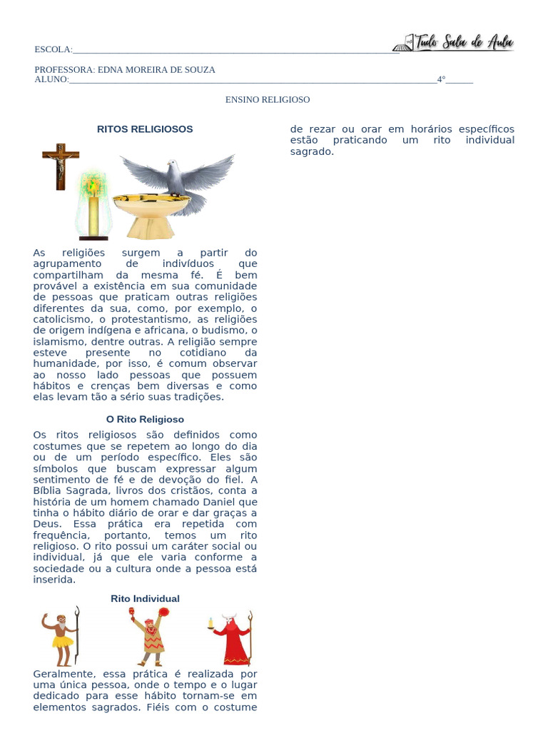 Ritos Religiosos - Tudo Sala de Aula | PDF | Rituais | Fé