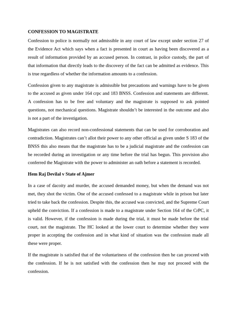 Magistrate Confession Admissibility Guidelines | PDF | Confession (Law ...