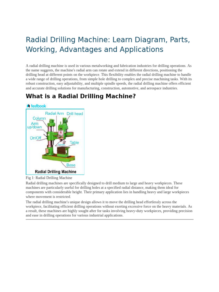 Radial Drilling Machine Overview and Benefits | PDF | Drill | Drilling