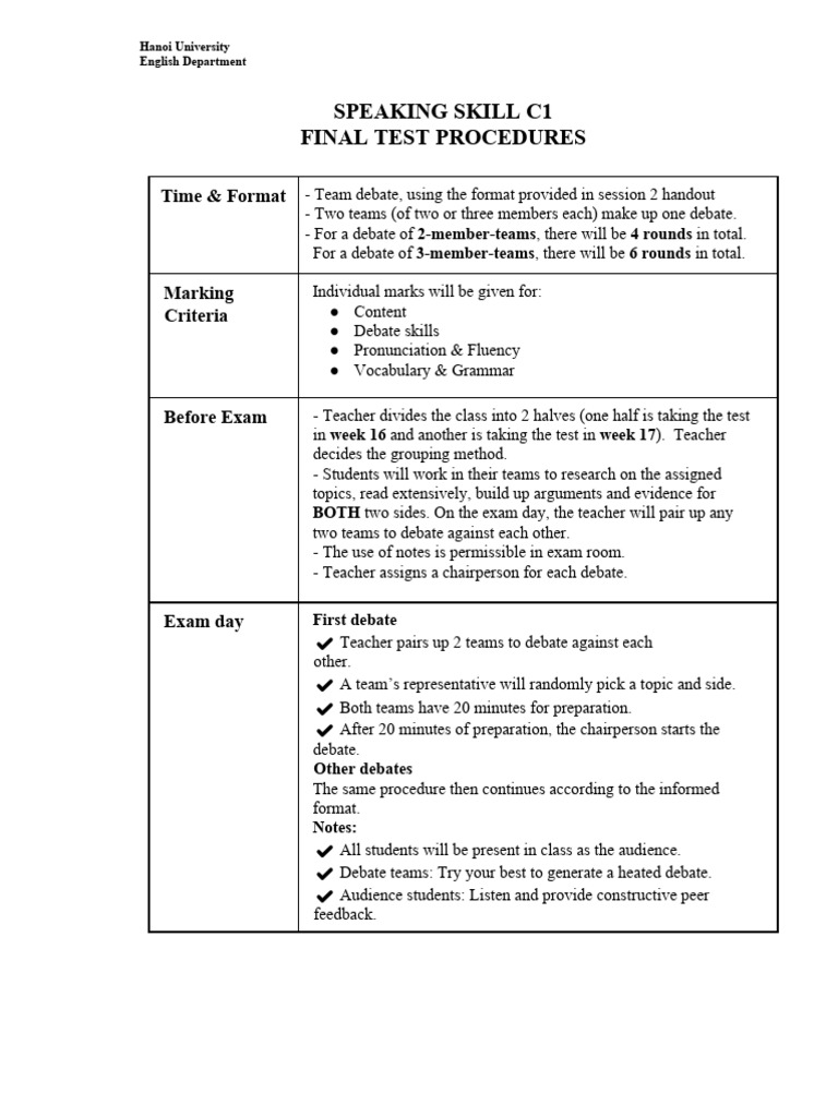 Speaking Skill C1 Final Test Procedure 250411 081717 Pdf