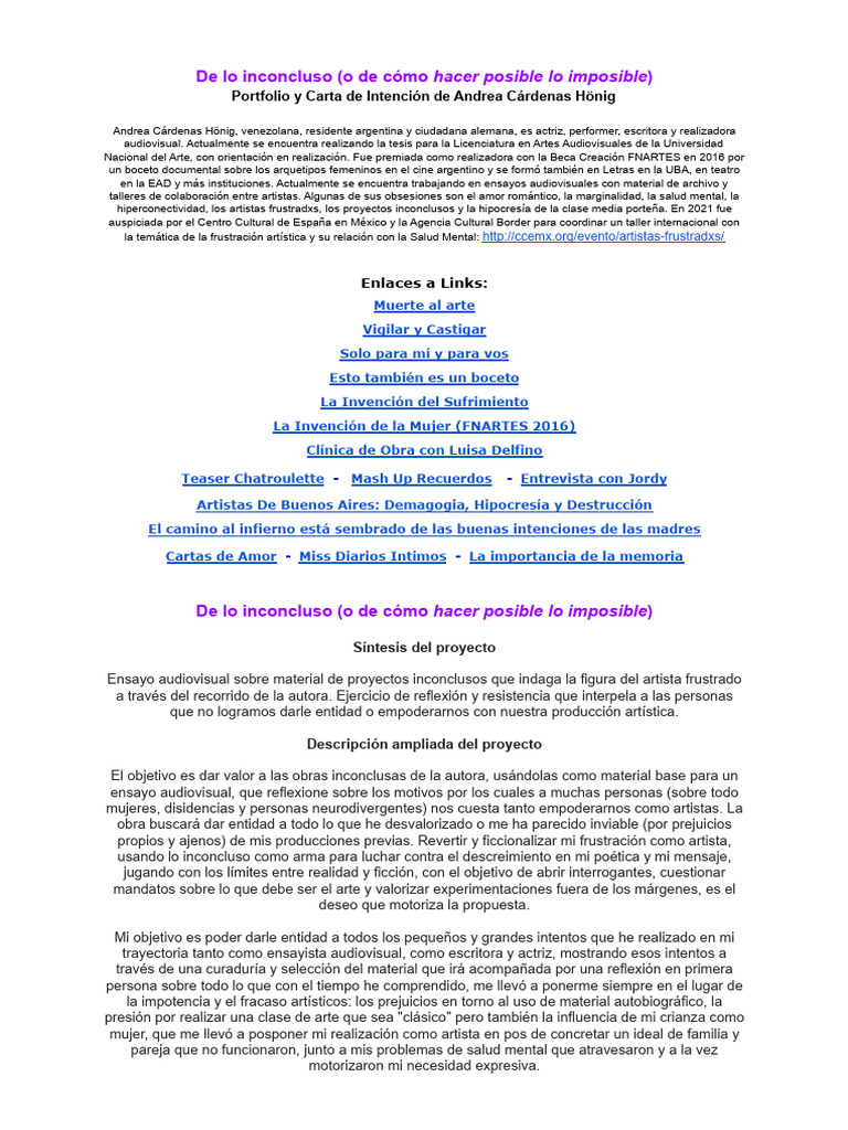 Reflexiones sobre el arte inconcluso | PDF | Amor | Arte de performance