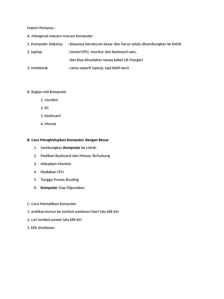 Materi 01 On-Off Komputer | PDF