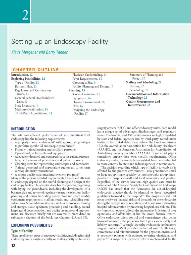 Endoscopy Facility Setup Guide | PDF | Medicare (United States) | Hospital