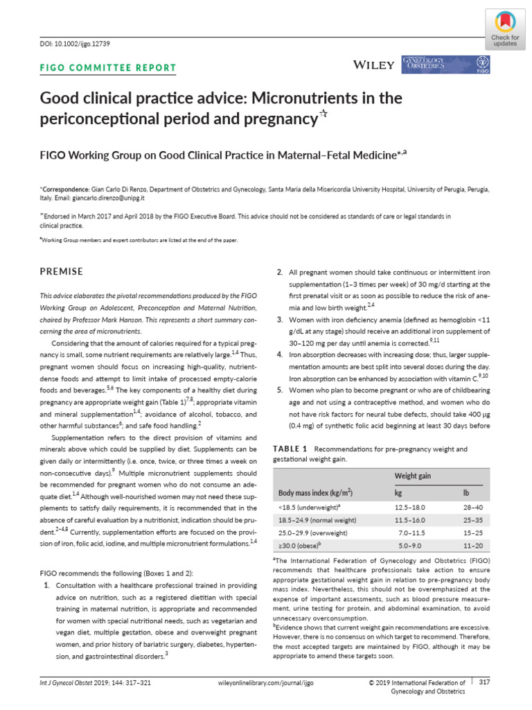 Micronutrient Guidelines for Pregnancy | PDF | Pregnancy | Dietary ...