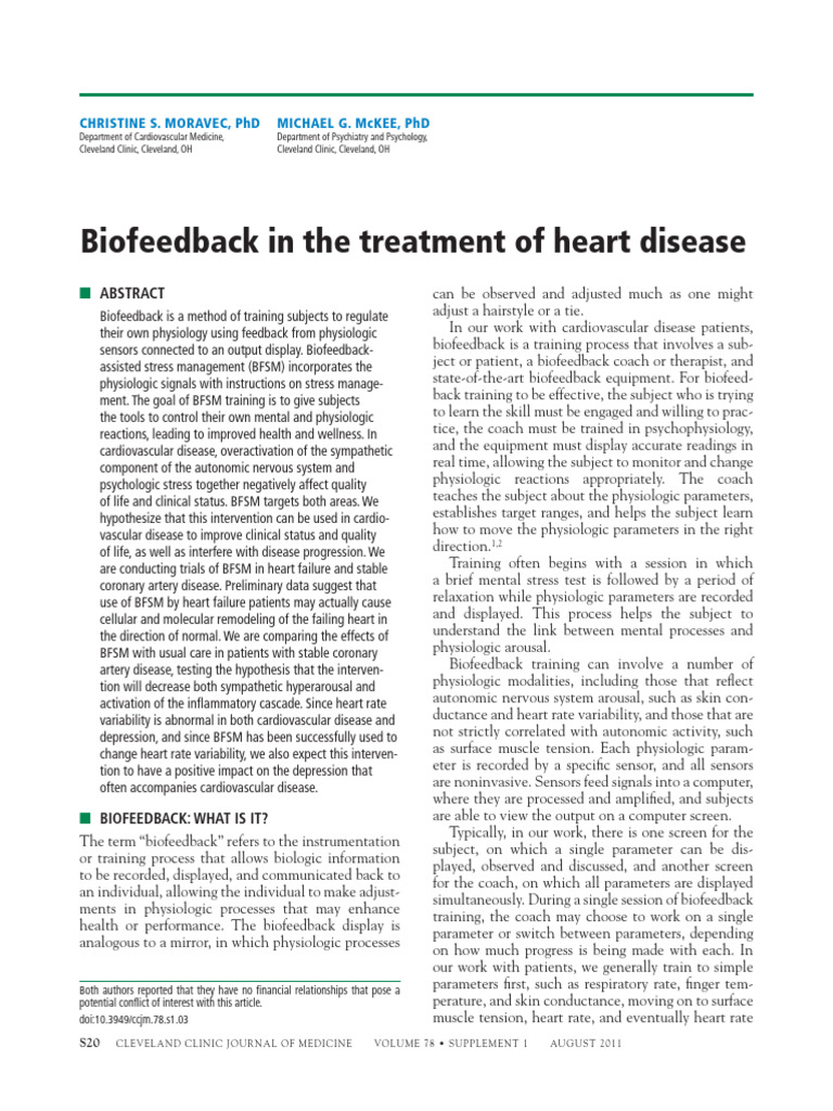 Biofeedback in The Treatment of Heart Disease | PDF | Stress (Biology ...