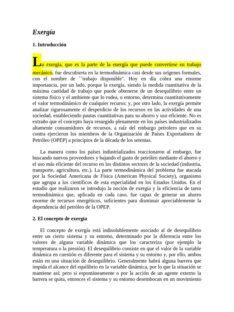 Exergía | PDF | Ejercicio | Termodinámica