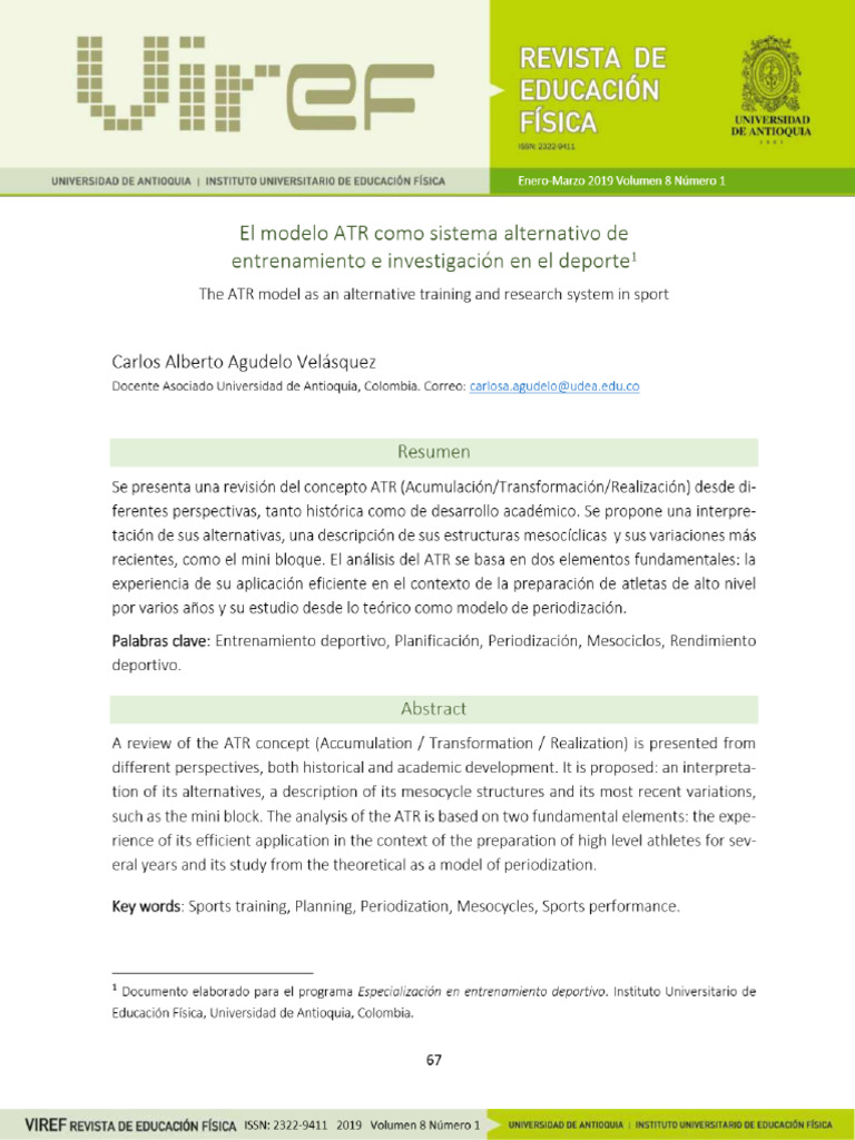 Vista de El Modelo ATR Como Sistema Alternativo de Entrenamiento e ...