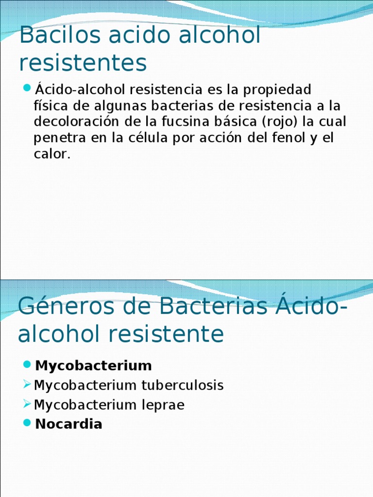 Acido Alcohol Resistente | PDF | Mycobacterium | Tuberculosis