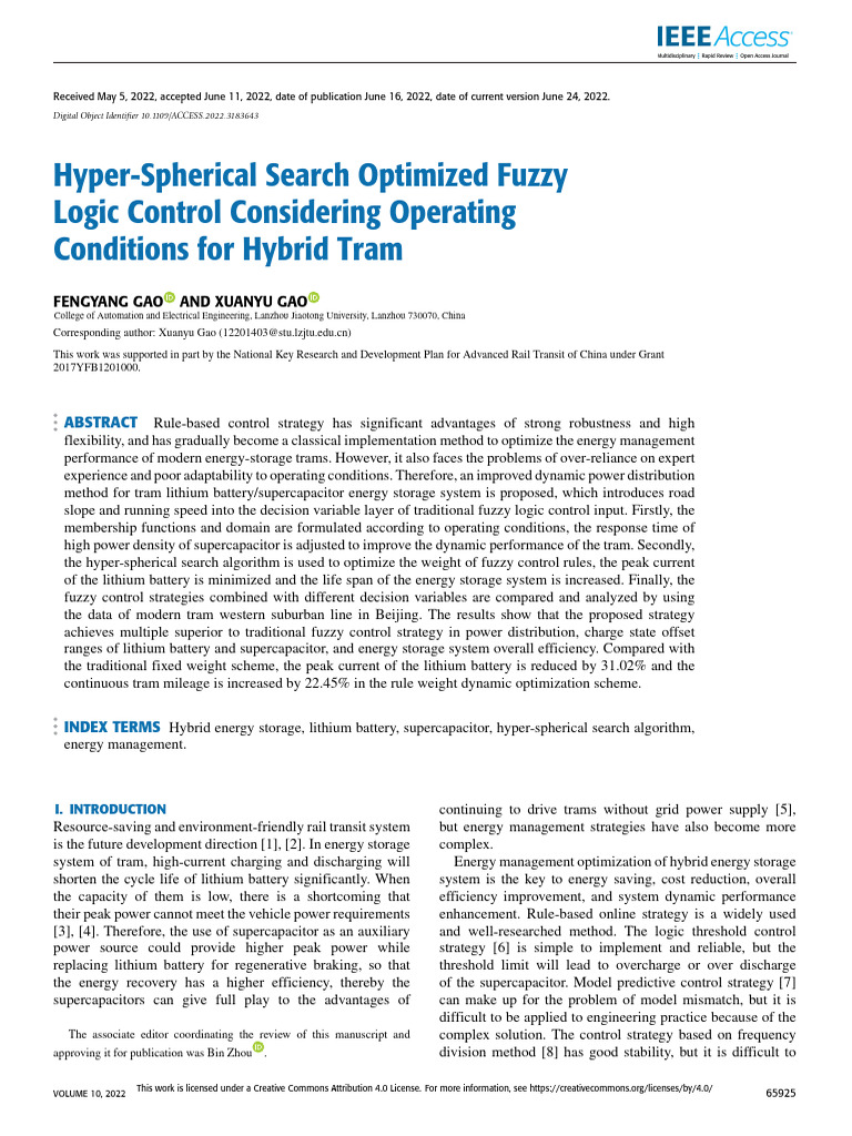 Optimized Fuzzy Control for Hybrid Trams | PDF | Fuzzy Logic | Lithium ...