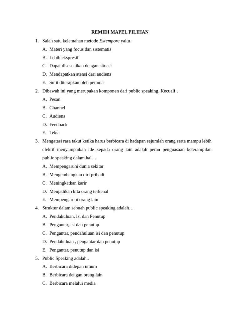 Metode dan Komponen Public Speaking | PDF