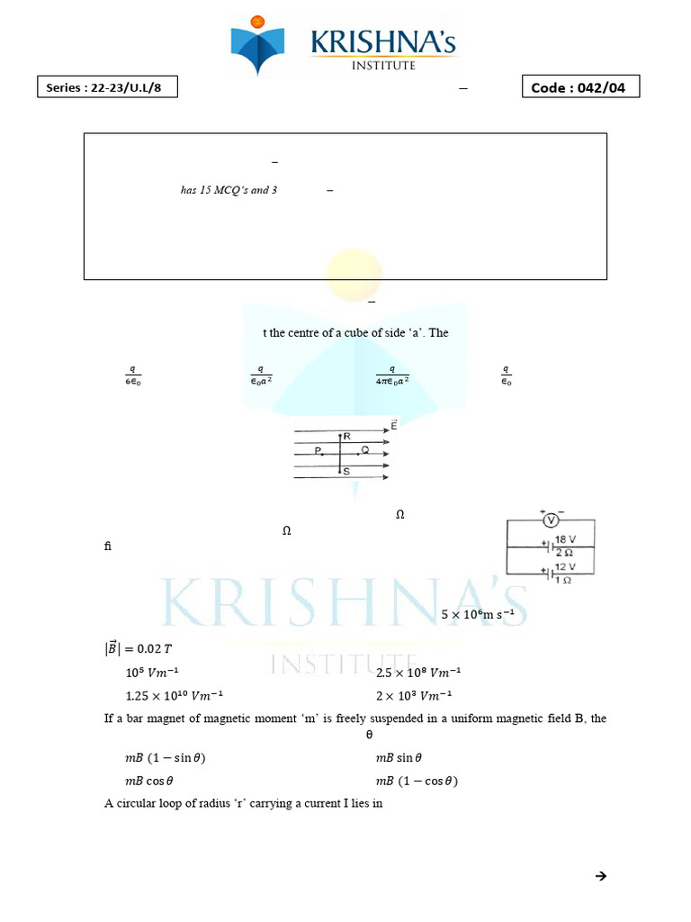 Class XII Physics Sample Question Paper | PDF | Inductor | Electron