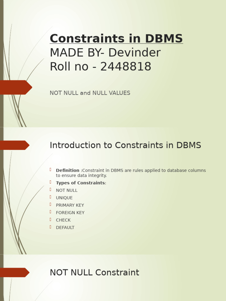 Understanding Constraints in DBMS | PDF