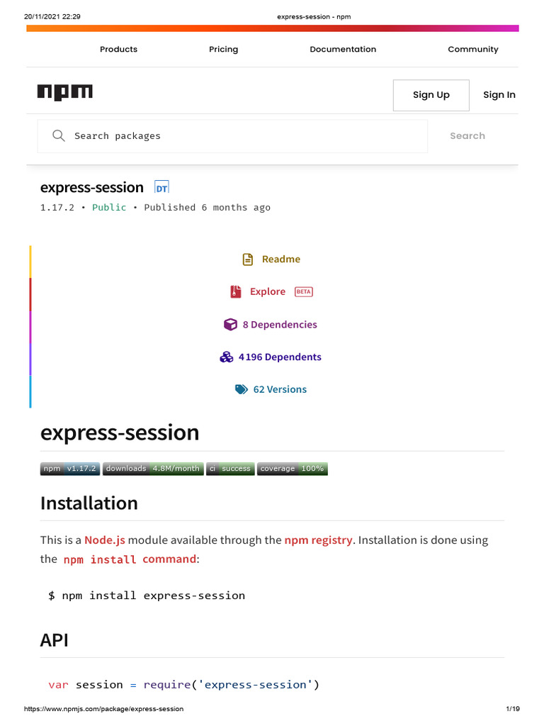 Express Session NPM | PDF | Http Cookie | Proxy Server