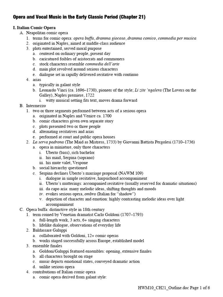 Overview of Opera Buffa Examples | PDF | Opera | Aria