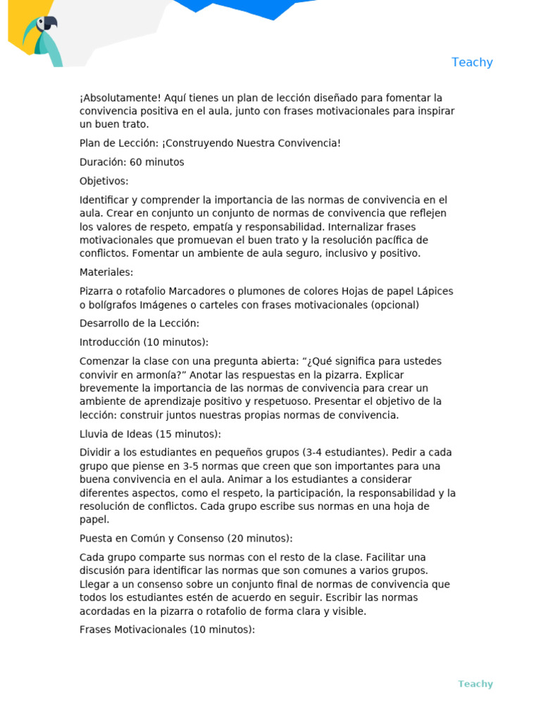 Normas de Convivencia en el Aula | PDF | Salón de clases | Aprendizaje