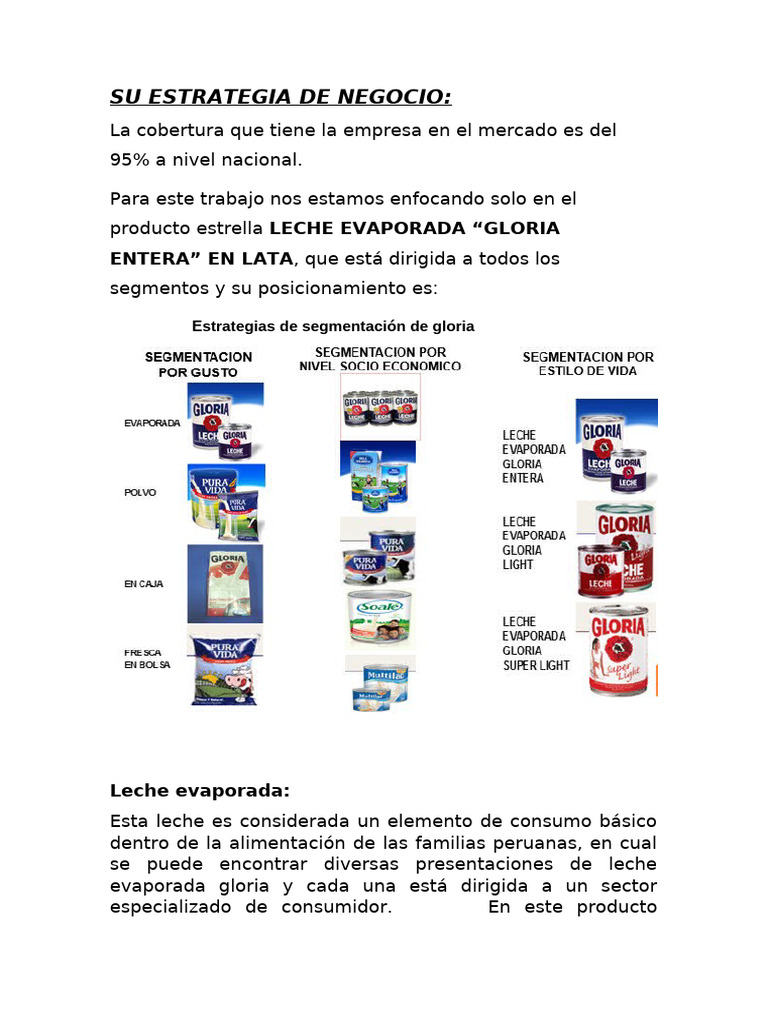 Estrategia de Marketing de Leche Gloria | PDF | Marketing | Leche