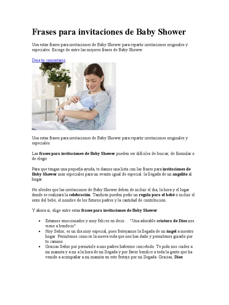 Frases Para Invitaciones De Baby Shower Ocio