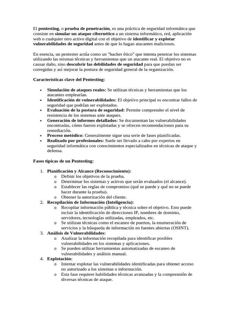 Introducción al Pentesting de Sistemas | PDF | Prueba de penetración ...
