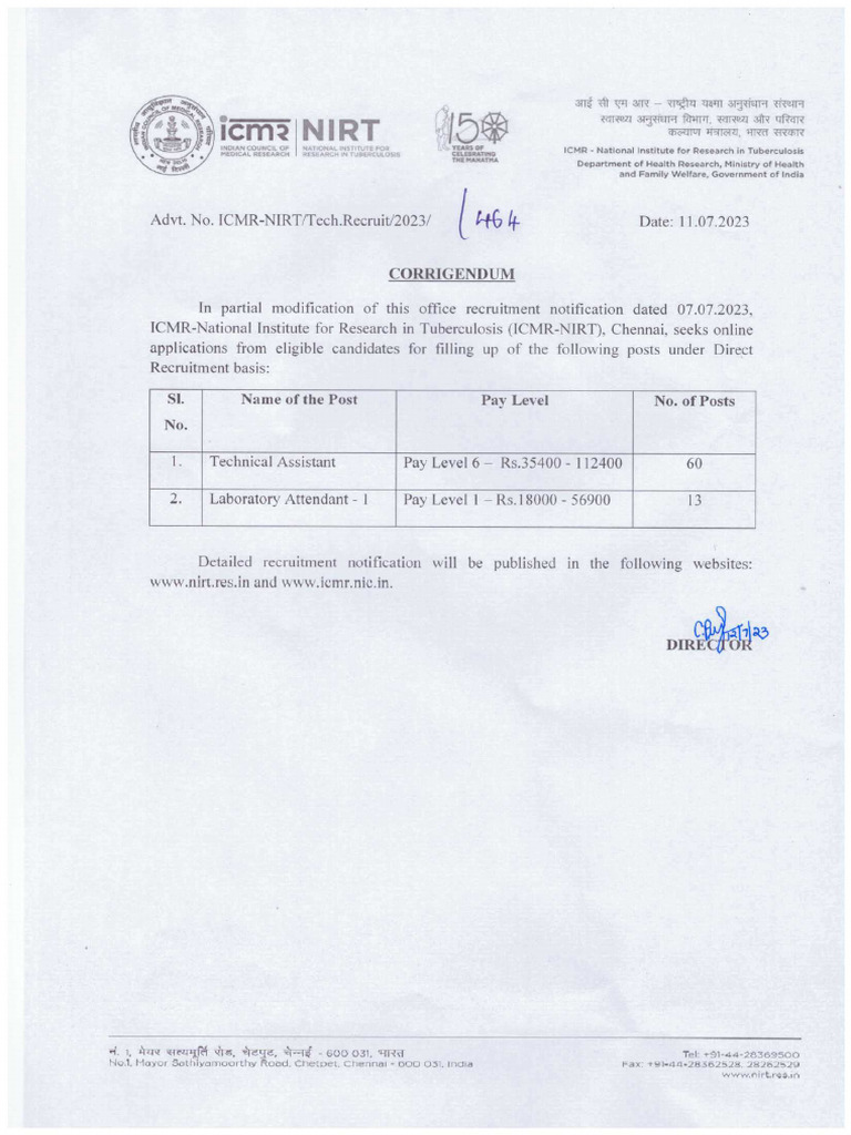 Corrigendum - Recruitment Notification | PDF