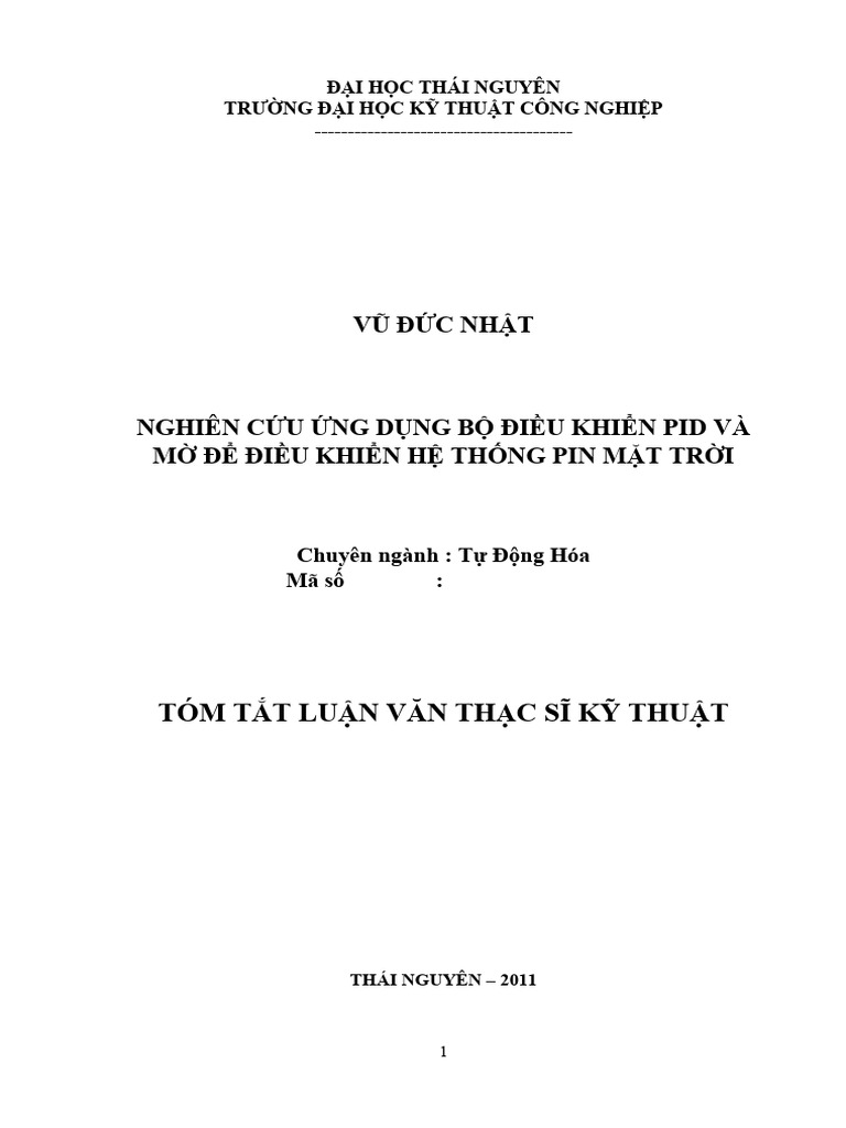123doc Tom Tat Luan Van Thac Si Ky Thuat Nghien Cuu Ung Dung Bo Dieu ...