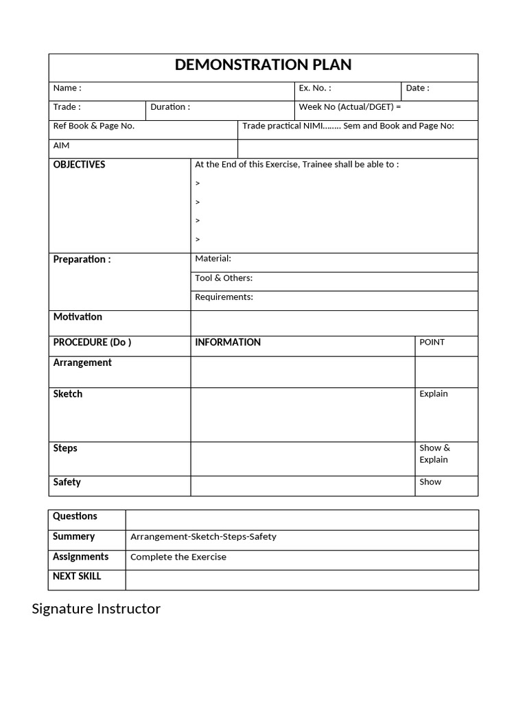 Demonstration Plan Pdf