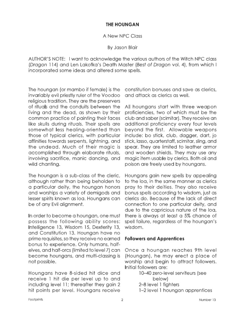 Houngan Class | PDF