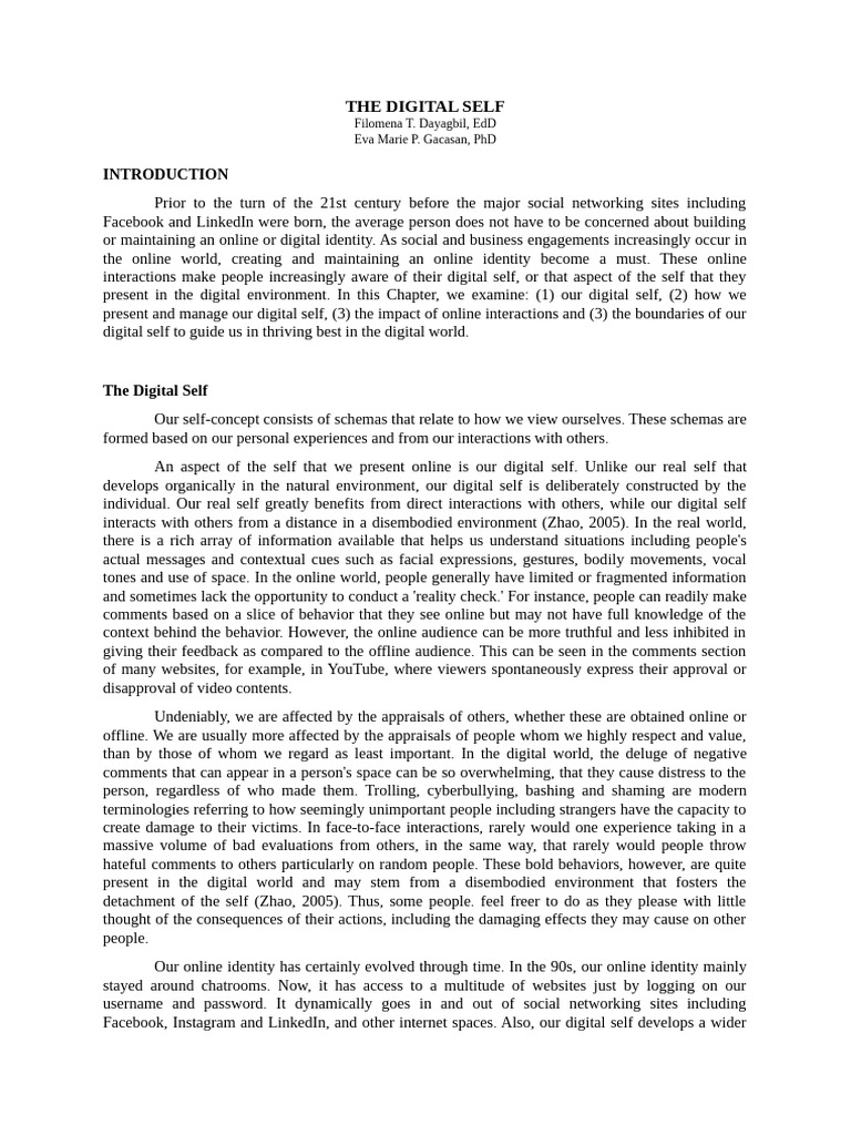 Understanding Your Digital Self | PDF | Social Networking Service ...