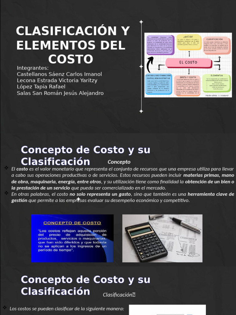 Clasificacion y Elementos Del Costopptx | PDF | Costo | Presupuesto