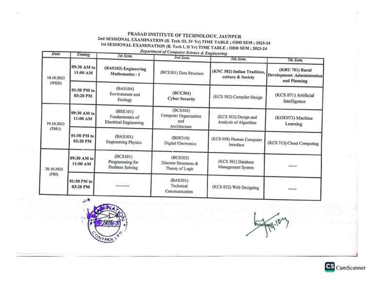 Time Table - PDF Print | PDF