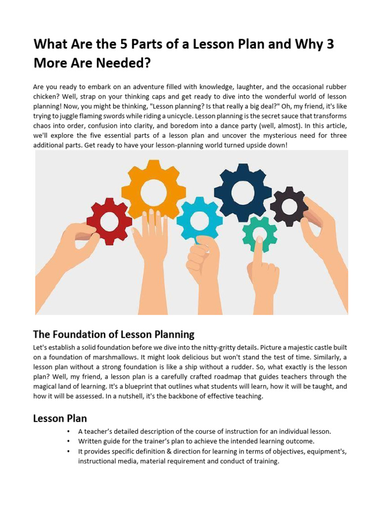 Essential Parts of a Lesson Plan | PDF | Shape | Lesson Plan