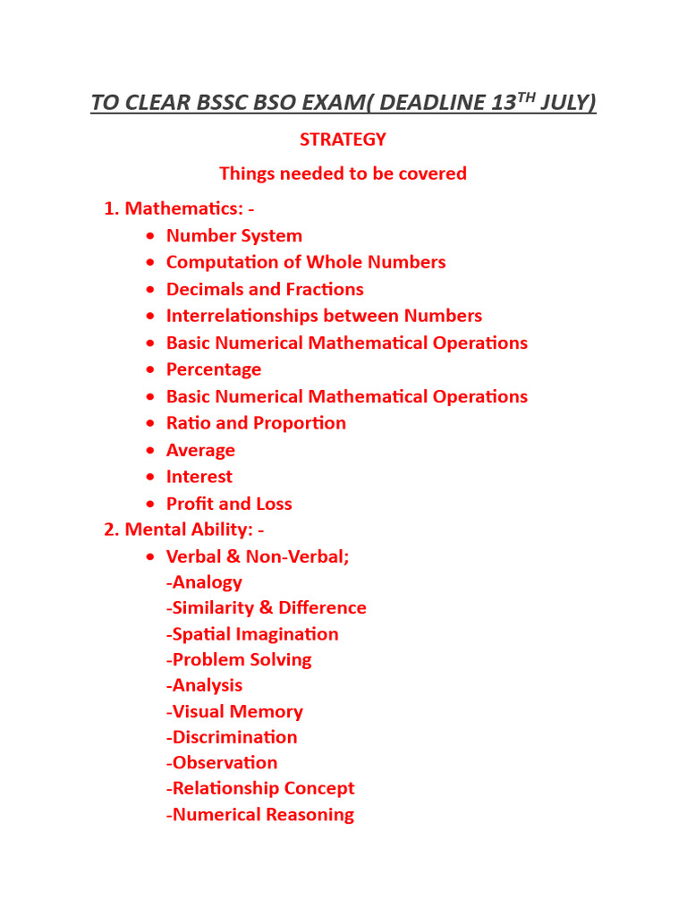 BSSC BSO Exam Syllabus Overview | PDF