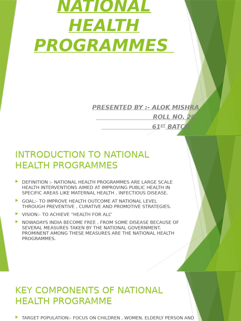 NATIONAL HEALTH PROGRAMMES | PDF | Public Health | Eradication Of ...
