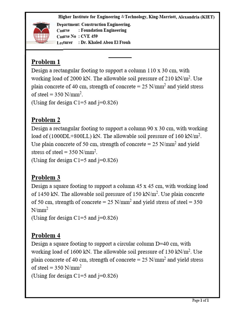 Foundation Engineering Footing Designs | PDF