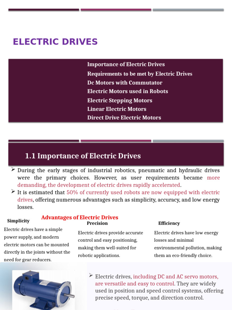 Electric Drives in Robotics Explained | PDF | Electric Motor ...