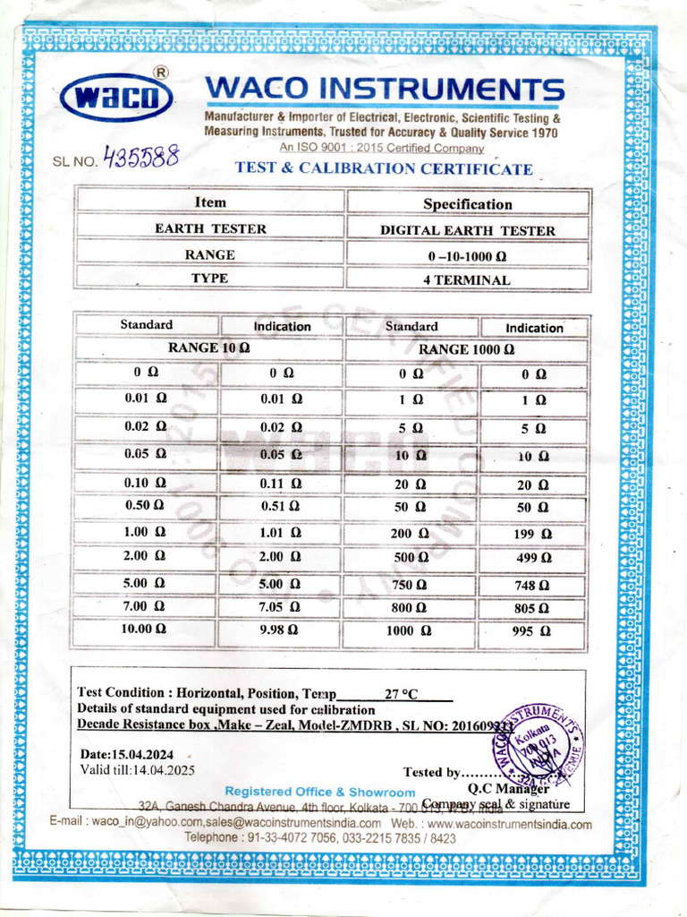 Waco Instruments Digital Earth Tester | PDF