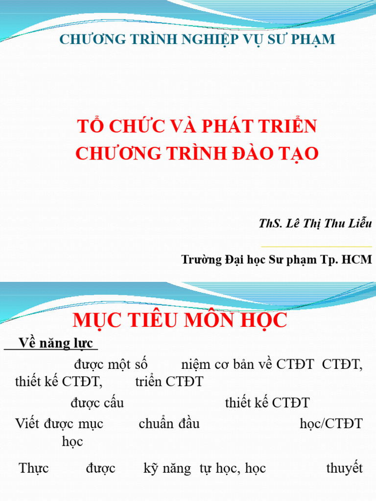 Tai Lieu Bai Giang - Mon To Chuc Va Phat Trien CTDT | PDF