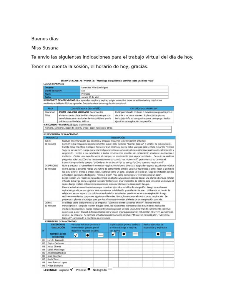 Instrucciones para Trabajo Virtual Escolar | PDF