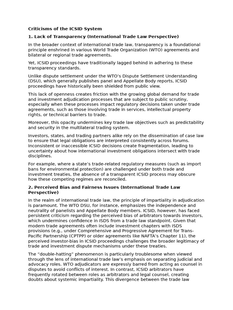 ICSID System Critiques and Reforms | PDF | World Trade Organization ...