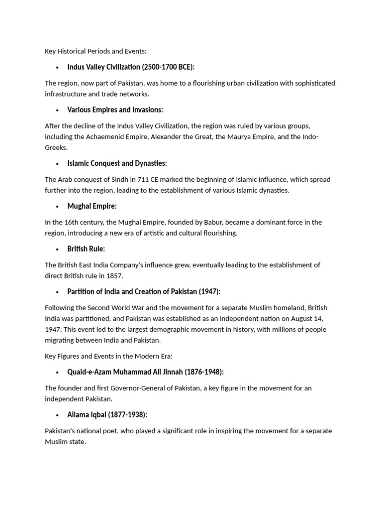 Key Historical Events in Pakistan | PDF