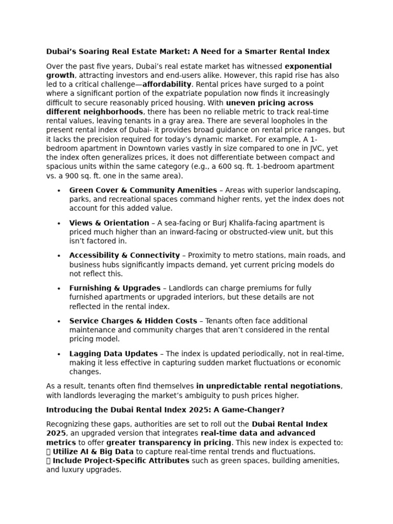 Dubai Rental Index 2025: Enhancing Transparency | PDF | Renting | Landlord