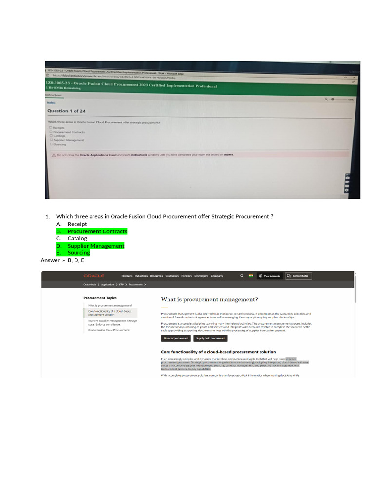 Oracle Fusion Procurement Exam Guide | PDF | Cloud Computing | Computing