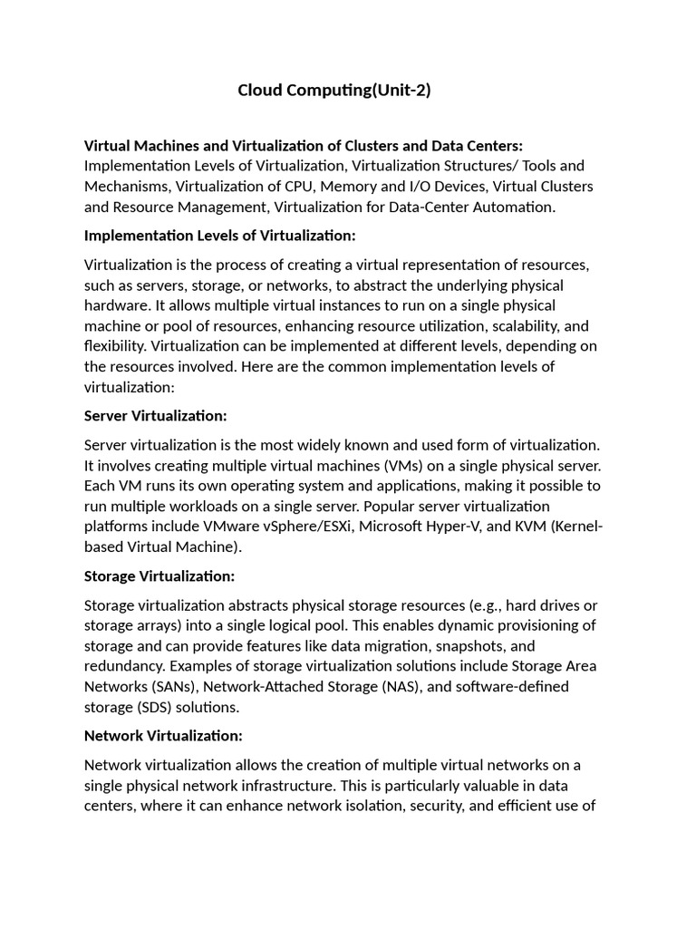 Virtualization Structures in Cloud Computing | PDF | Virtualization ...