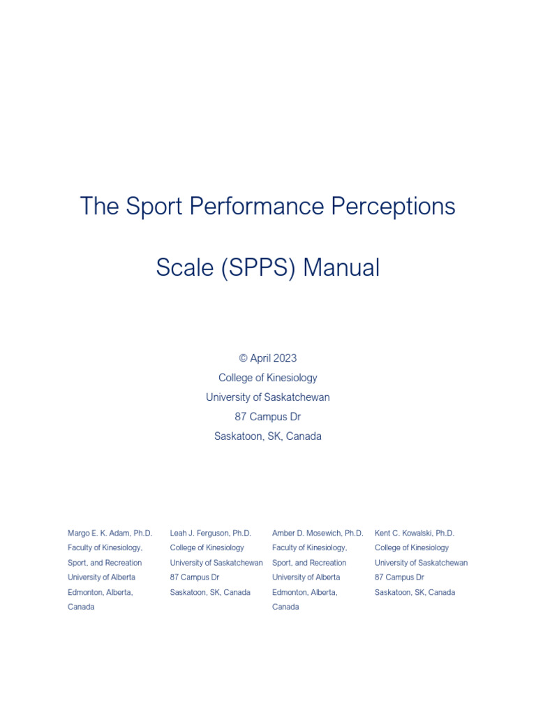 Sport Performance Perceptions Scale Manual | PDF | Validity (Statistics ...