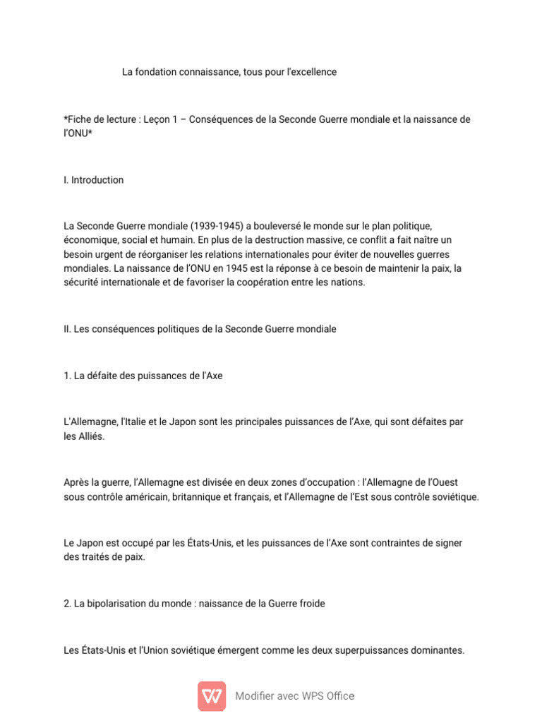 Conséquences de la Seconde Guerre mondiale | PDF | Bloc de l'Est ...