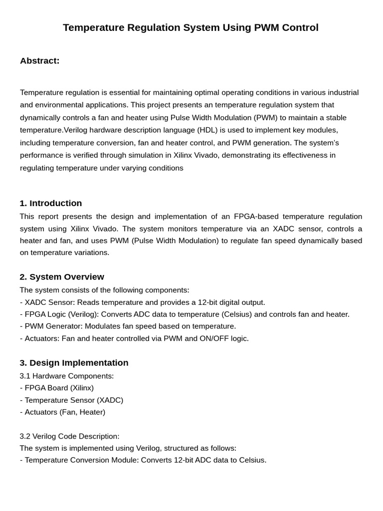 PWM-Based Temperature Control System | PDF | Field Programmable Gate ...