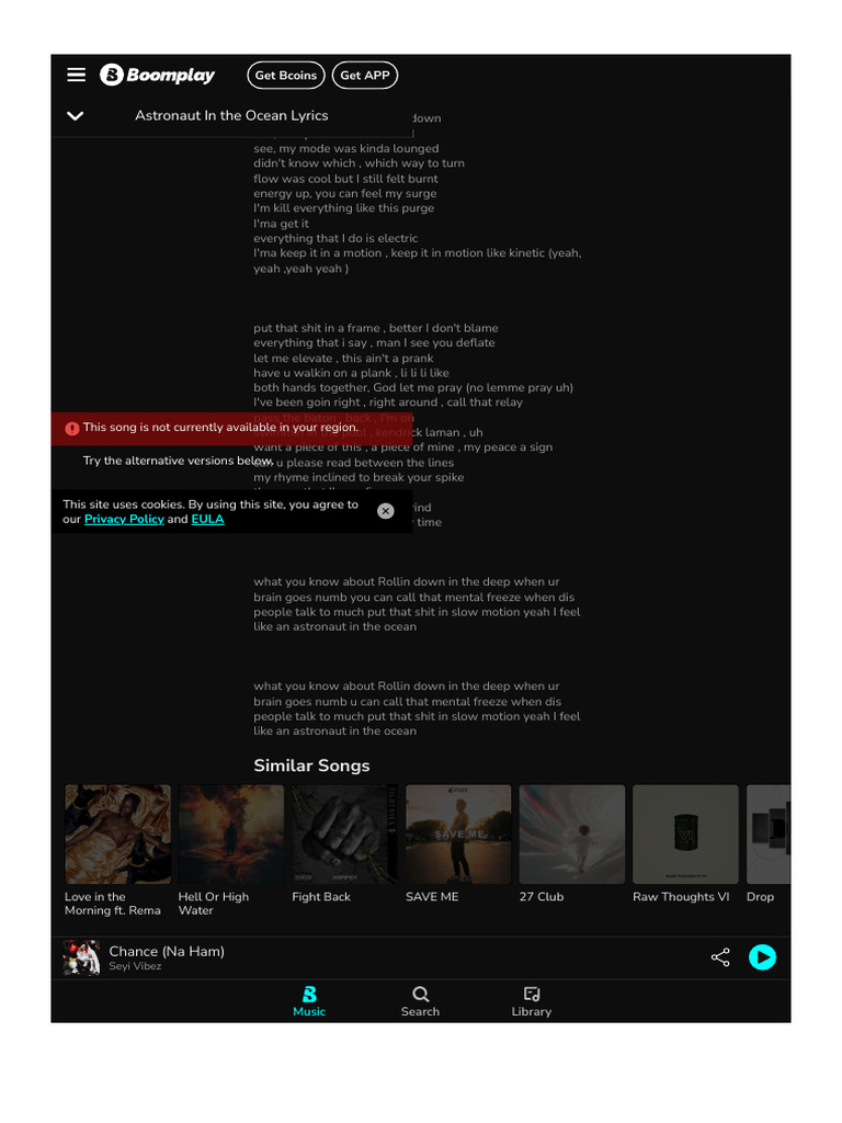 Masked Wolf Astronaut In The Ocean Lyrics Boomplay Pdf