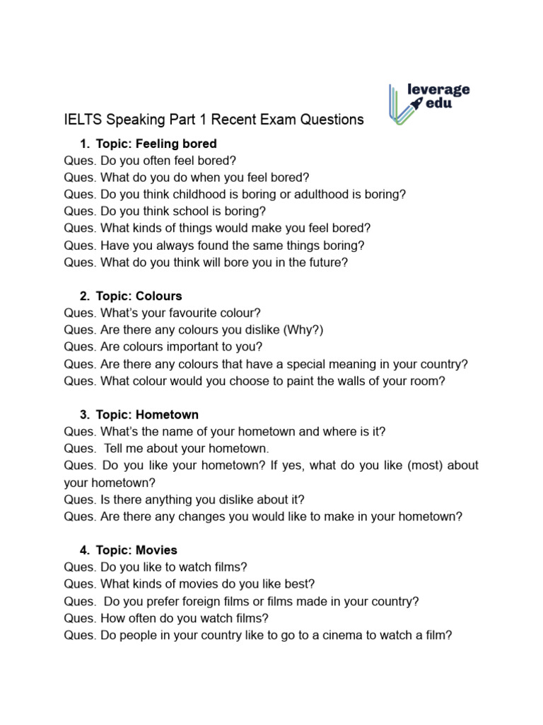 Recent IELTS Speaking Questions 2024 | PDF | Libraries